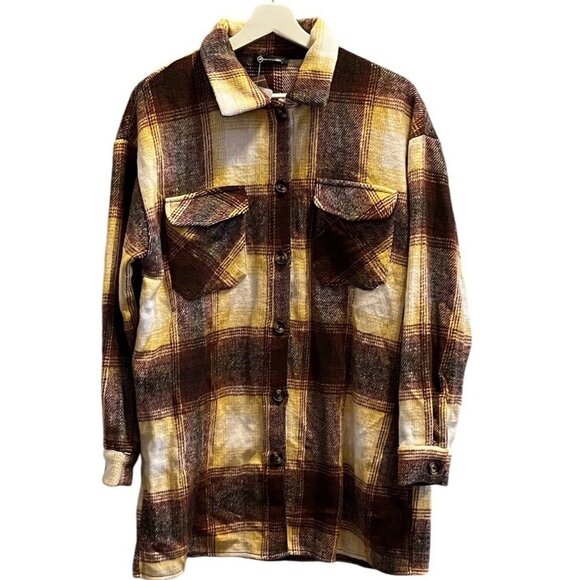 Prettygarden Womens Long Sleeve Plaid Shacket Jacket With Button Front Pockets L - Picture 10 of 11